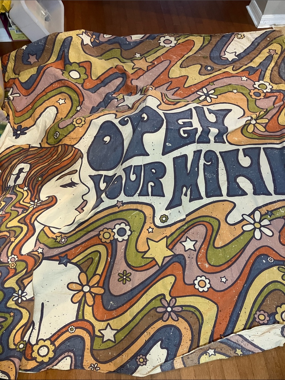 Open Your Mind Psychedelic Wall Tapestry - Retro Multi-Color